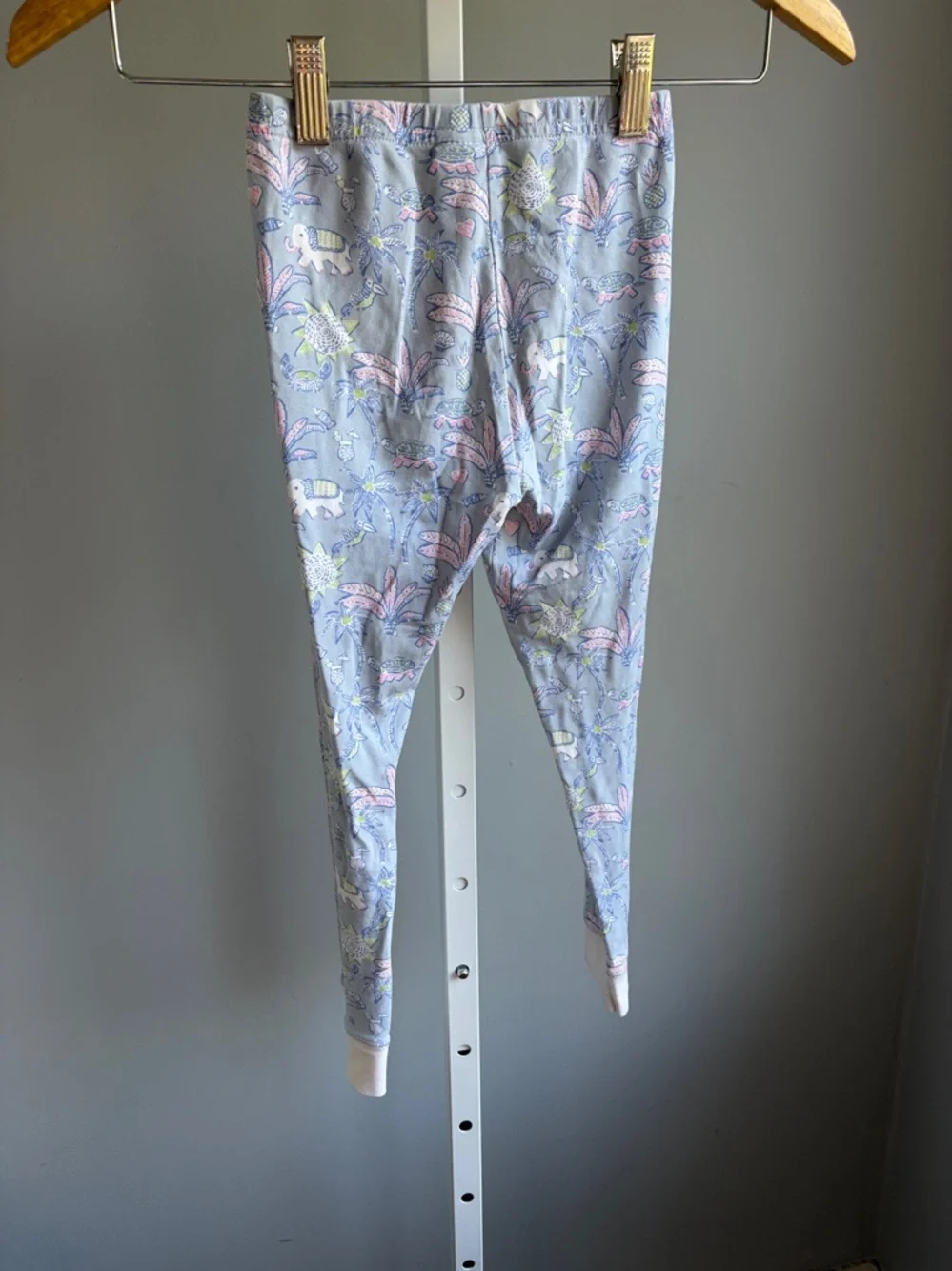 Roller Rabbit Light Blue Elephant & Palm Print Kids Pajama Set Sz 8
